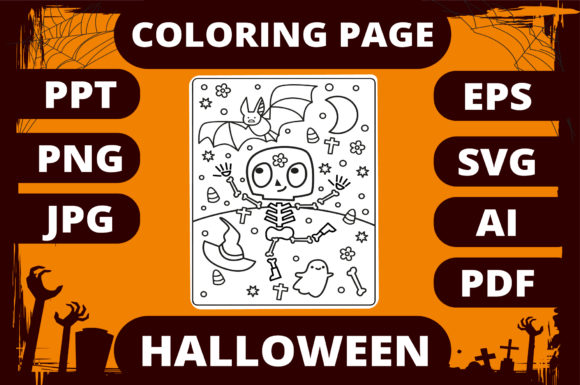A Halloween Coloring Design for Embroidered Projects