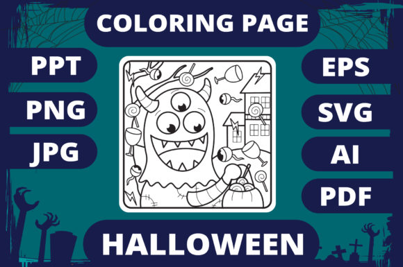 A Halloween Coloring Page for Publishing: Visuals, Graphics & Practical Use