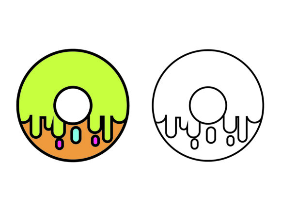 A Matcha Donut Coloring Vector for Creative Branding