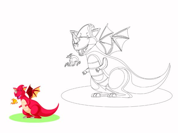 Dragon Kids Coloring Graphics for Local Brand Personality
