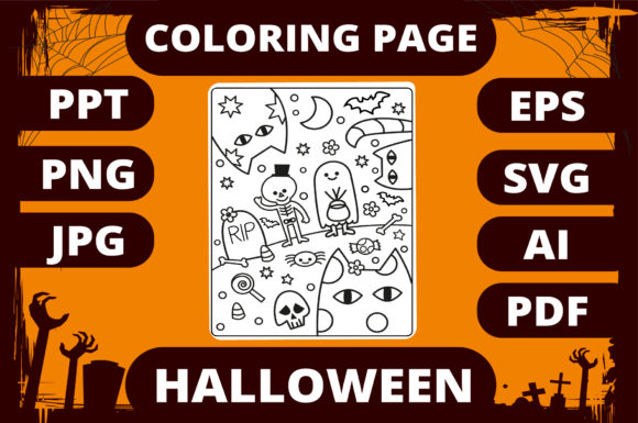 Evaluating Halloween Coloring Page for Kids 4 for Embroidery Projects