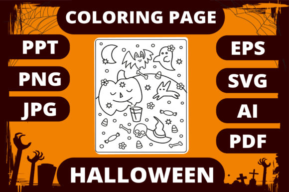 Halloween Coloring Graphics for Kids & Seasonal Brands