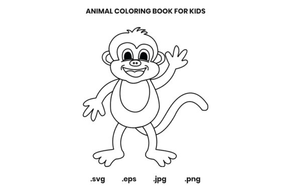 Happy Monkey Coloring Page for Graphics & Coloring Collections