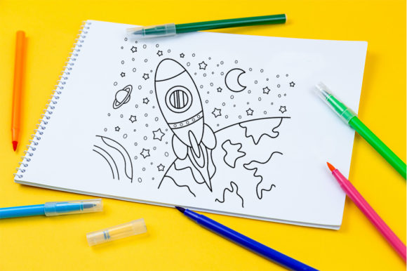 Outer Space Coloring Art: A Design Asset for Creative Projects