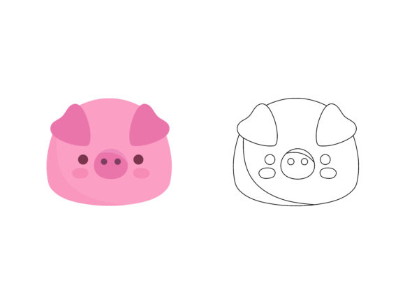 Piggy Vector Graphics for Creative Coloring Pages
